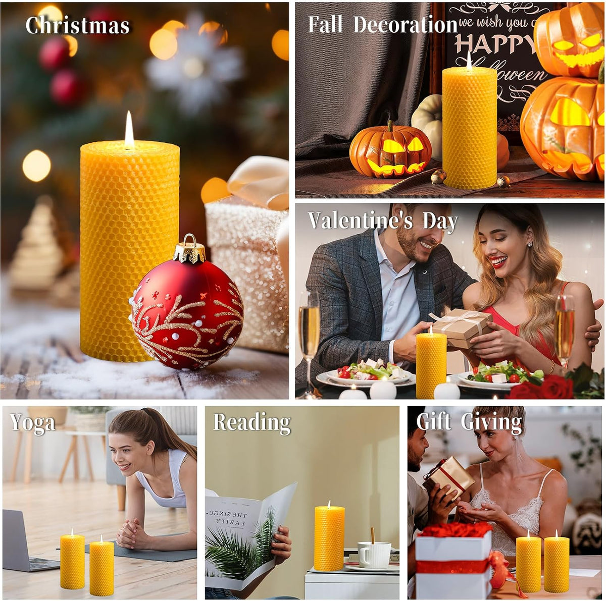 Beeswax Pillar Candles 2 Pack