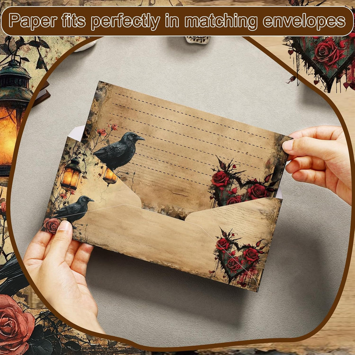 160Pcs Gothic Stationery Letter and Envelopes Stationery Paper Set