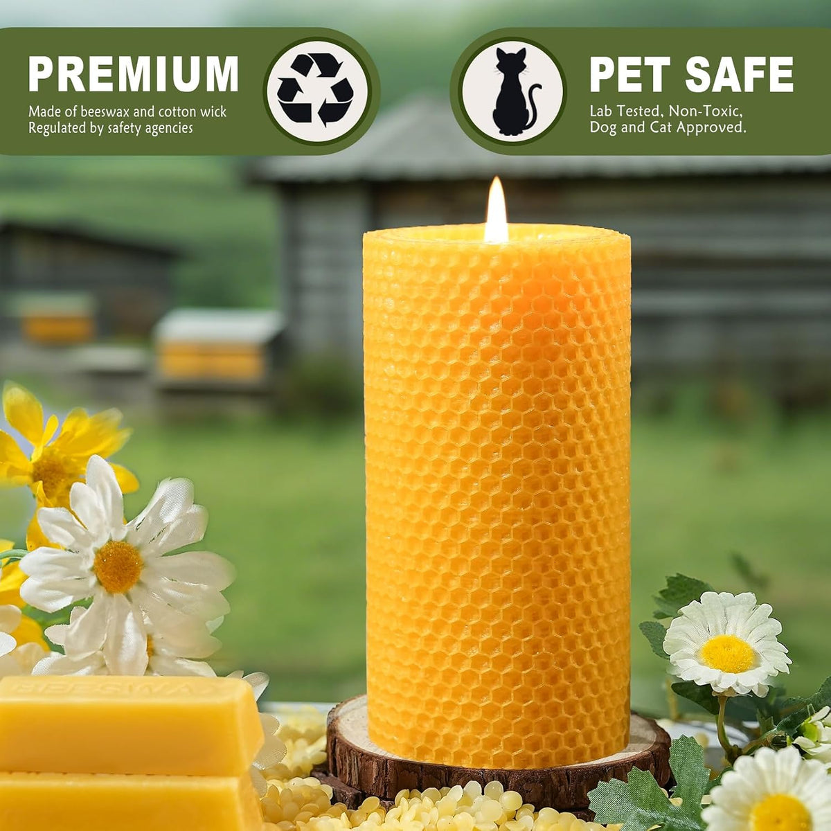 Beeswax Pillar Candles 2 Pack
