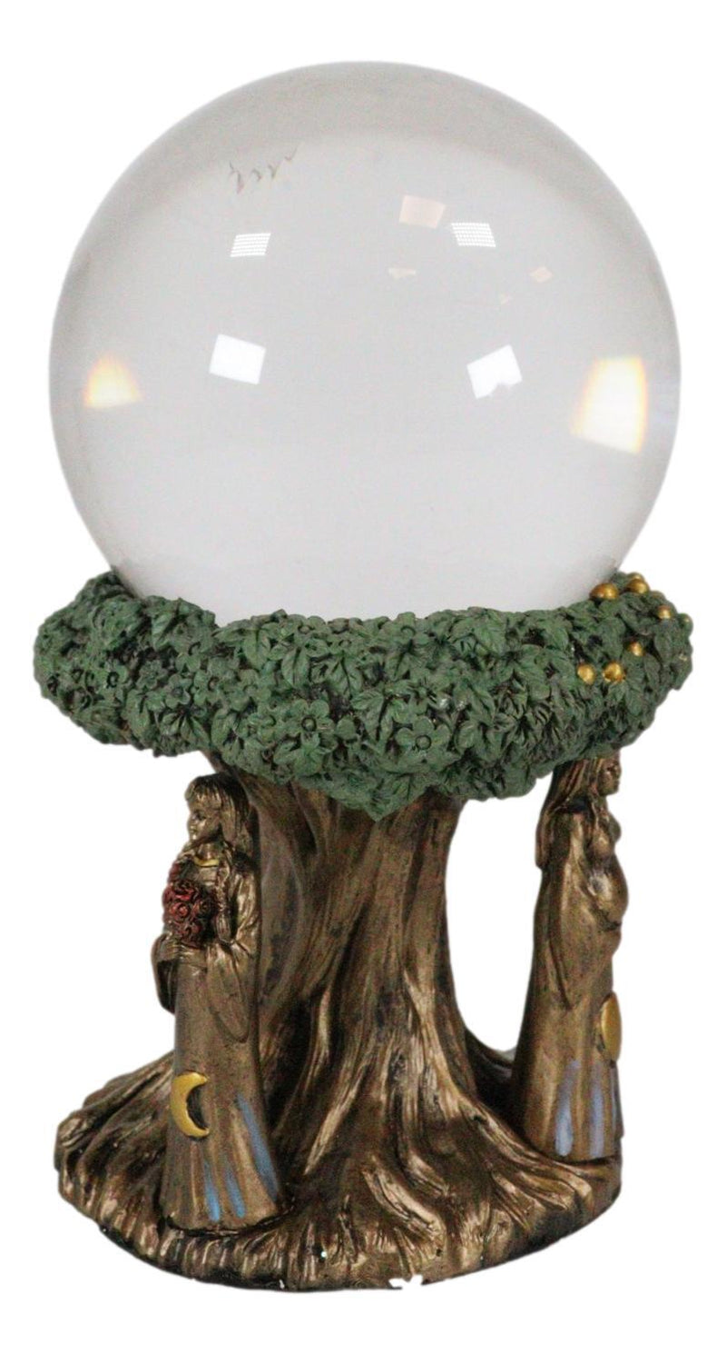 Triple Goddess Mother Maiden Crone with Celtic Tree of Life Scrying Gazing Ball