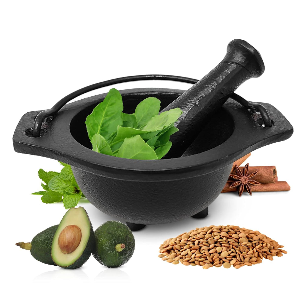 Cast Iron Cauldron Mortar and Pestle Set (Mp3-Cauldron Mortar & Pestle)