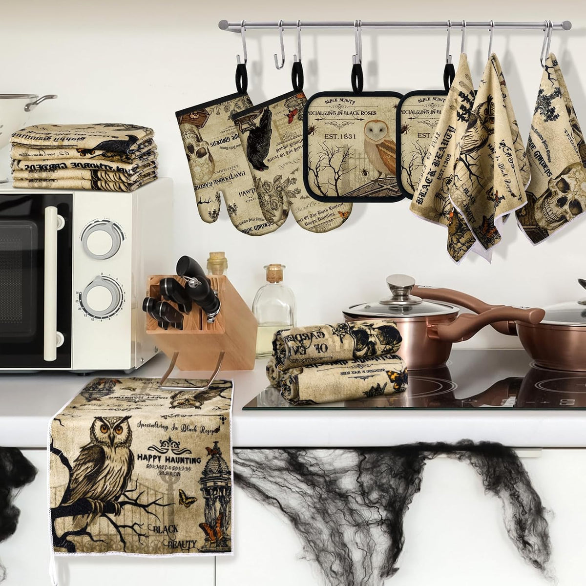 12 Pcs Gothic Halloween Kitchen Accessories Set