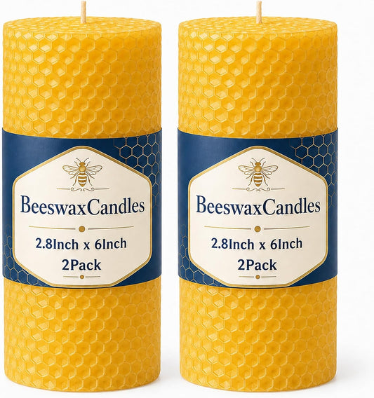 Beeswax Pillar Candles 2 Pack