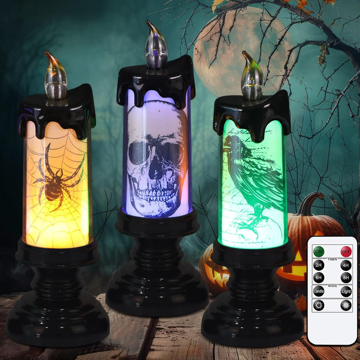 Halloween Flameless Candles Battery Operated with Remote Timer