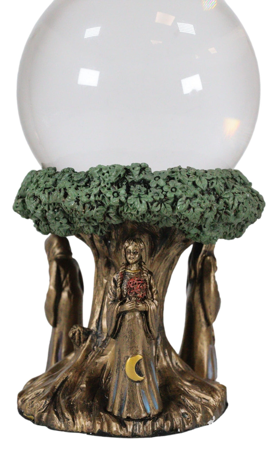 Triple Goddess Mother Maiden Crone with Celtic Tree of Life Scrying Gazing Ball
