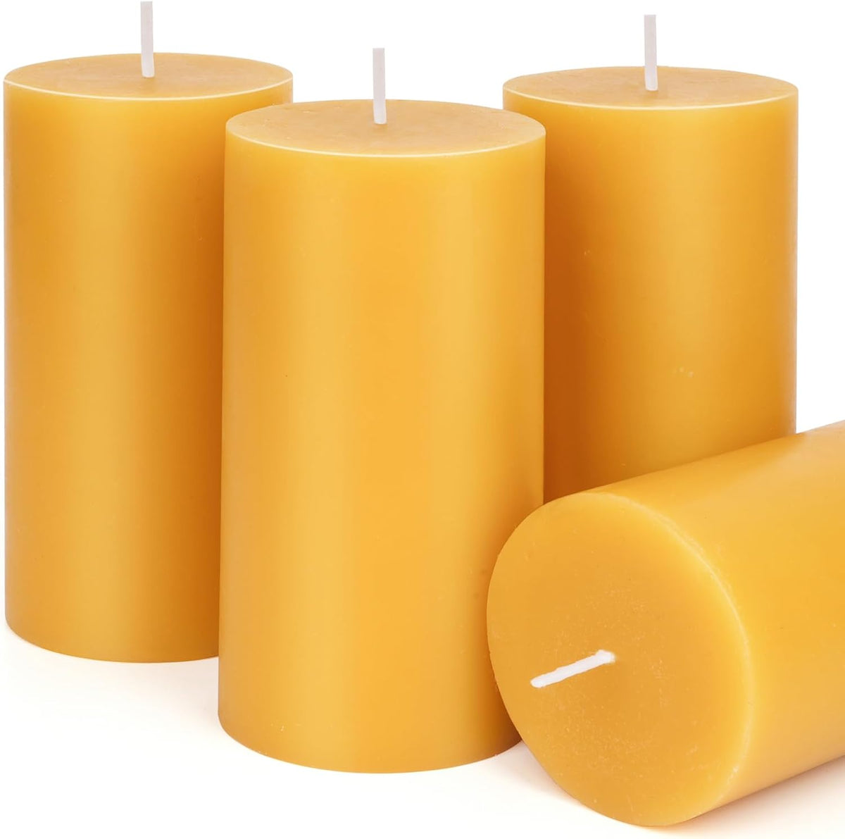 Pure Beeswax Pillar Candles-140 Hour Burn Time(4 Pack)