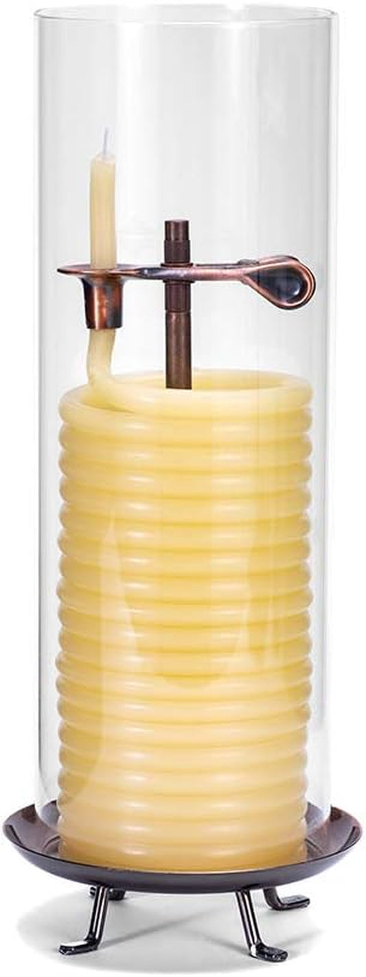 80-Hour Beeswax Candle with Glass Cylinder, Eco-Friendly with Cotton Wick