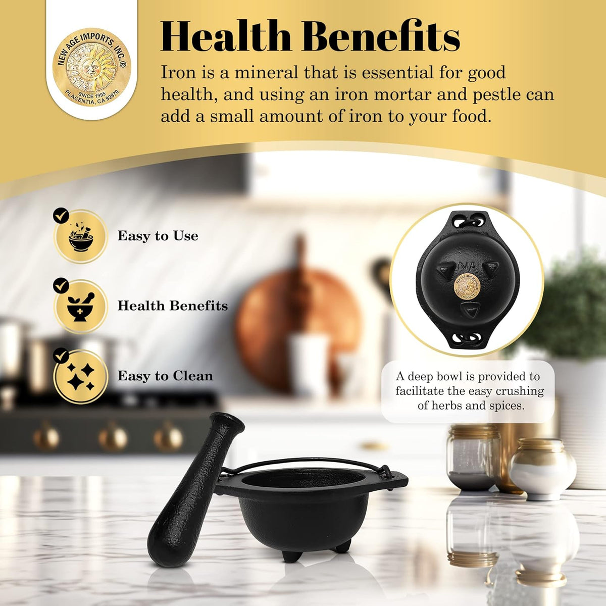 Cast Iron Cauldron Mortar and Pestle Set (Mp3-Cauldron Mortar & Pestle)