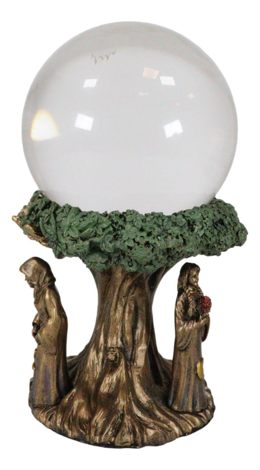 Triple Goddess Mother Maiden Crone with Celtic Tree of Life Scrying Gazing Ball