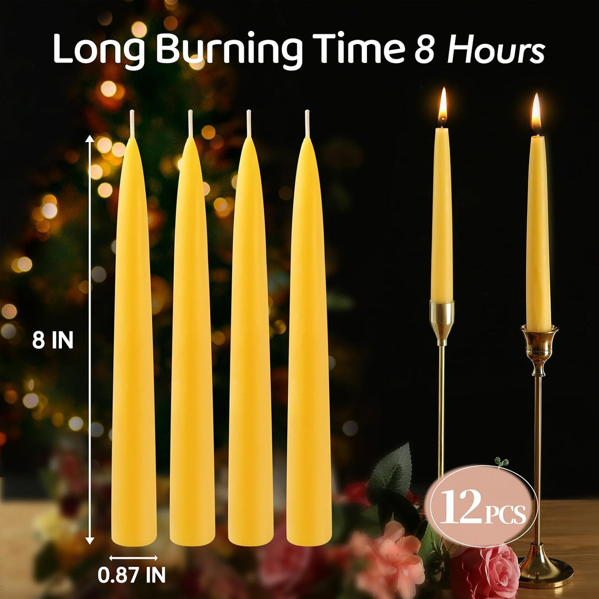 30 Pack Beeswax Taper Candles (8 Inch)