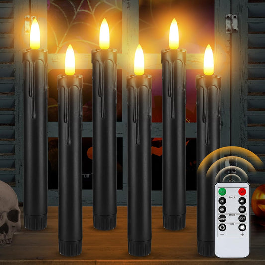 6 Pcs Black Halloween Flameless Candles with Timer