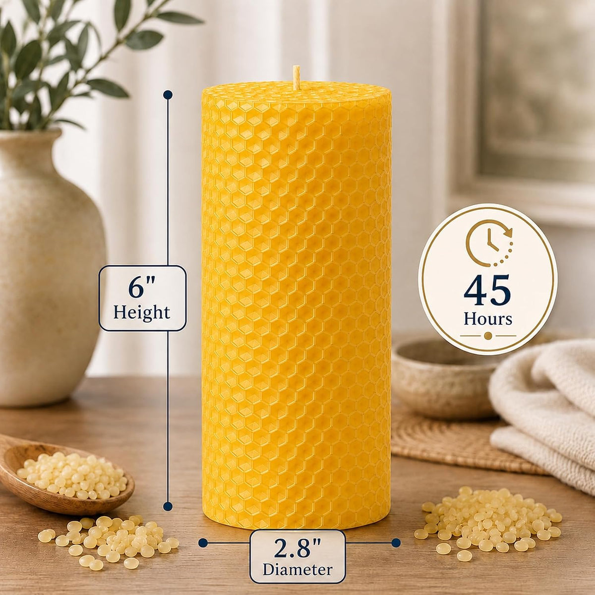 Beeswax Pillar Candles 2 Pack