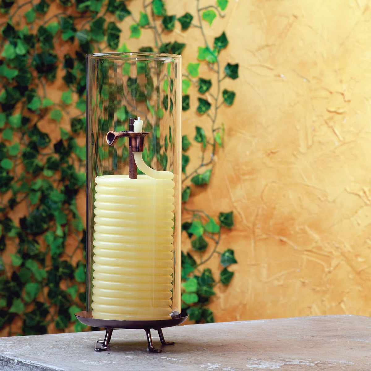 80-Hour Beeswax Candle with Glass Cylinder, Eco-Friendly with Cotton Wick