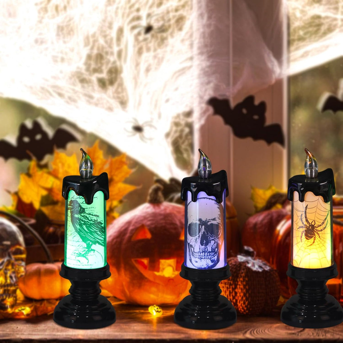 Halloween Flameless Candles Battery Operated with Remote Timer