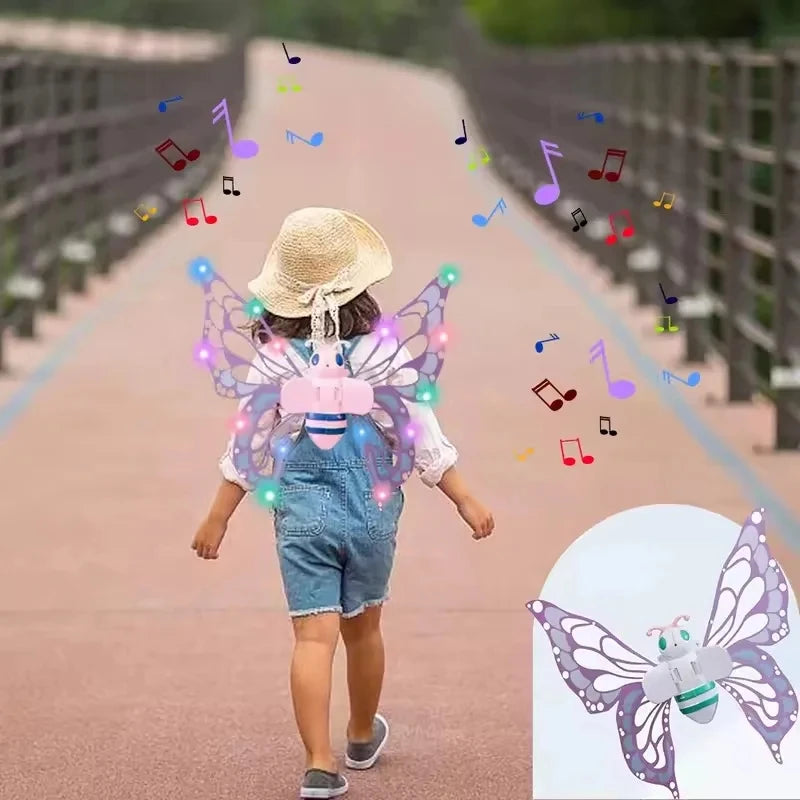 Electric Butterfly Wings Moving Elf Wing with Light Fairy Wings for Kids Birthday Christmas Cosplay Dress up Angel Girls Toy