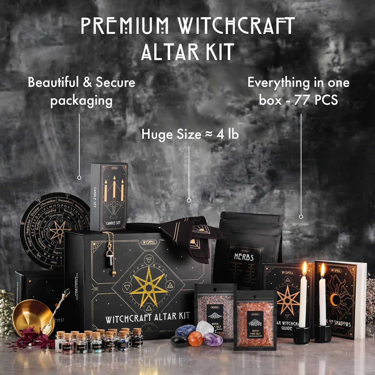 Large Witchcraft Kit - 77 PCS - Altar Spell Set - Witchy Gifts