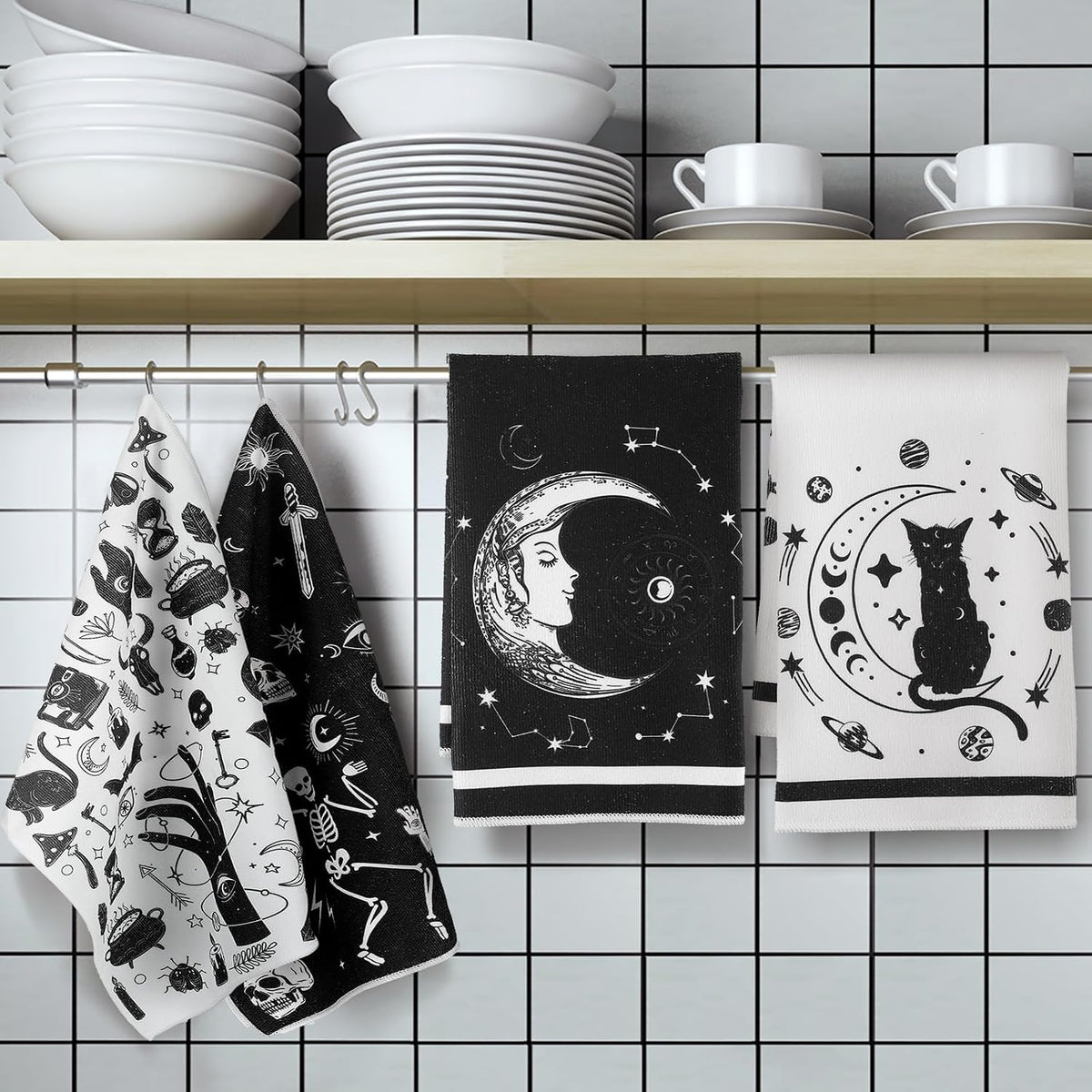 6 Pcs Gothic Kitchen Towels 24 X 16''