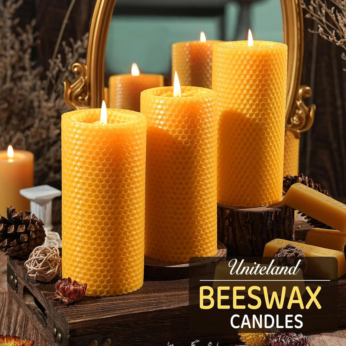 Beeswax Pillar Candles 2 Pack