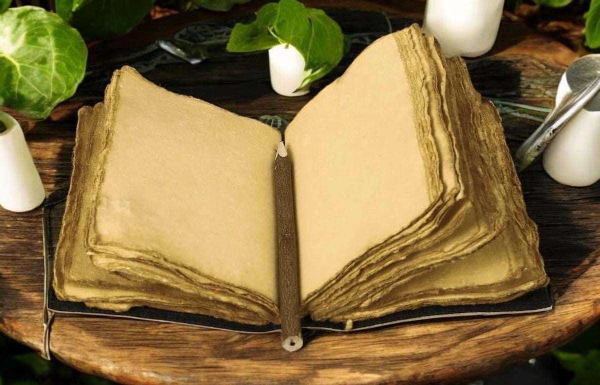 Large Grimoire Leather Journal, Print Tree of Life Journal, Blank Spell Book Book of Shadows Leather Celestial Gifts for Him Her.
