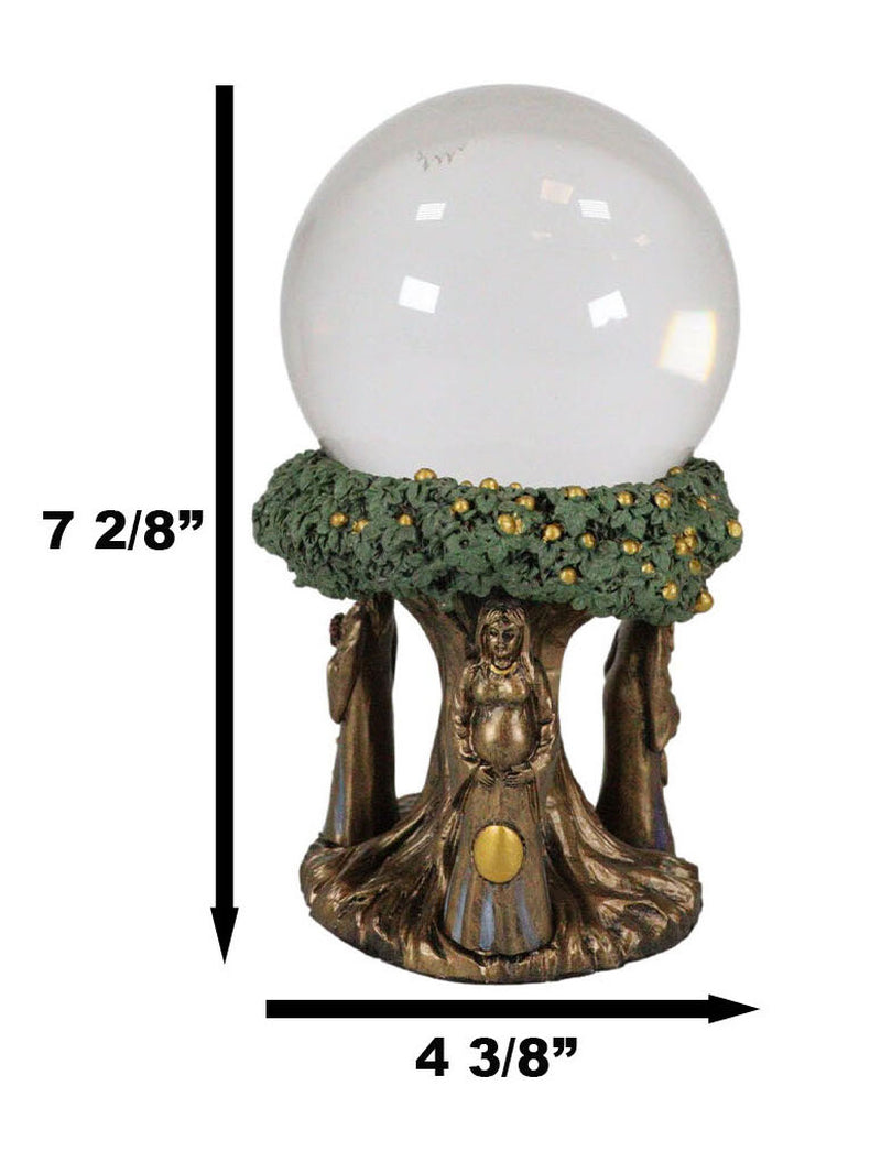 Triple Goddess Mother Maiden Crone with Celtic Tree of Life Scrying Gazing Ball