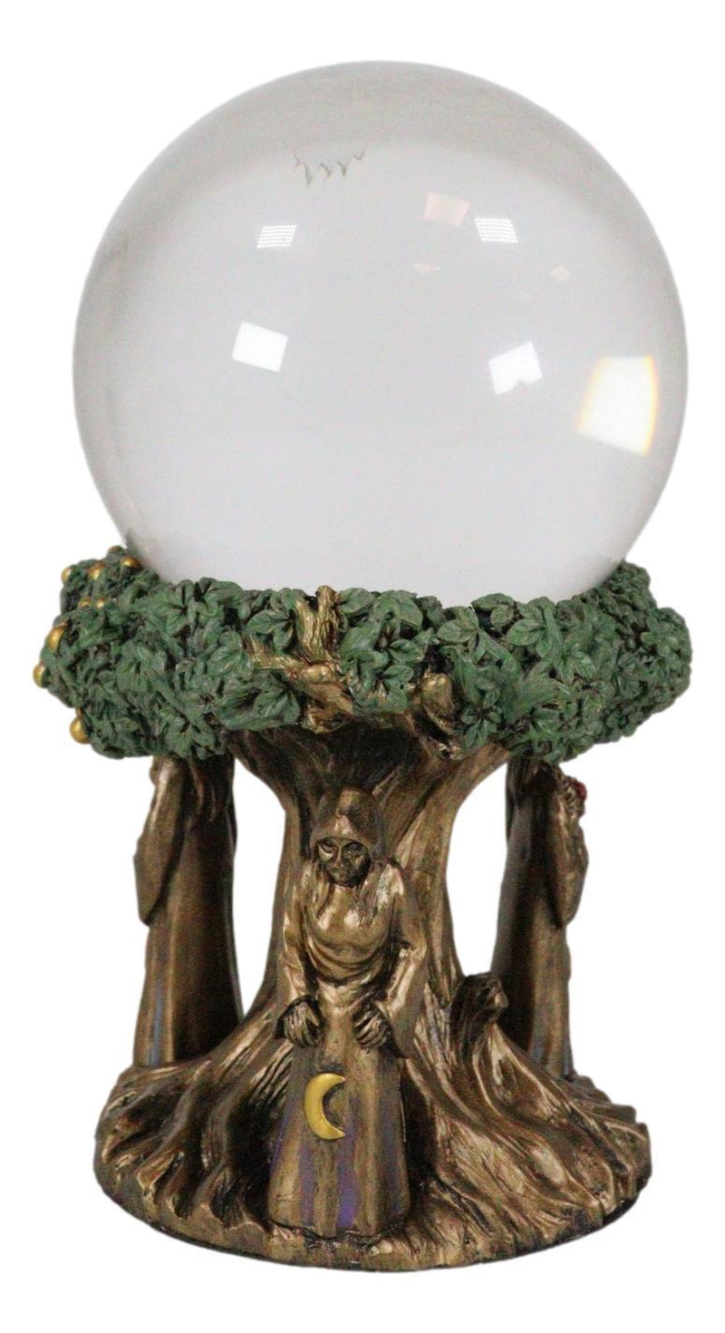 Triple Goddess Mother Maiden Crone with Celtic Tree of Life Scrying Gazing Ball