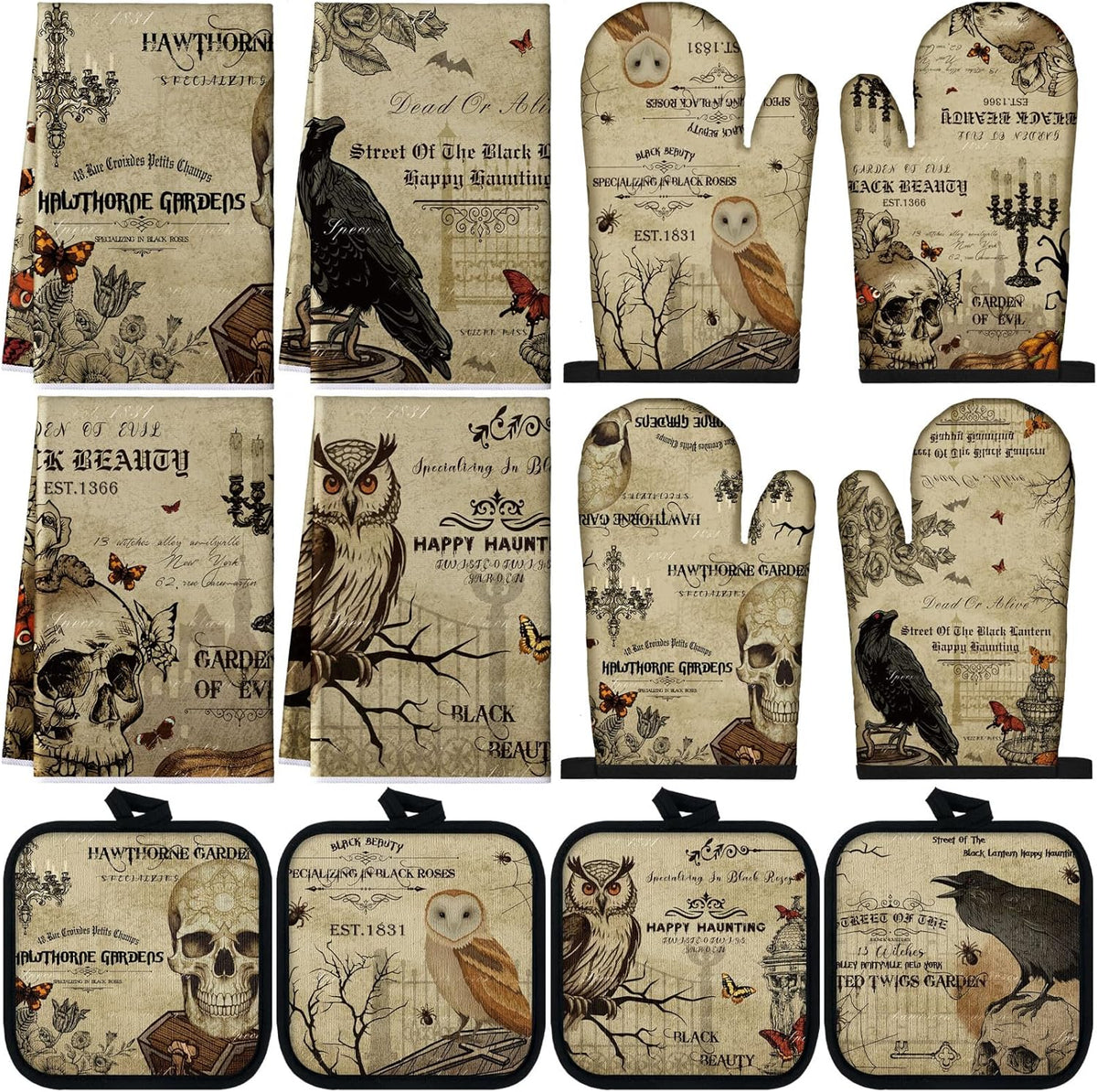 12 Pcs Gothic Halloween Kitchen Accessories Set