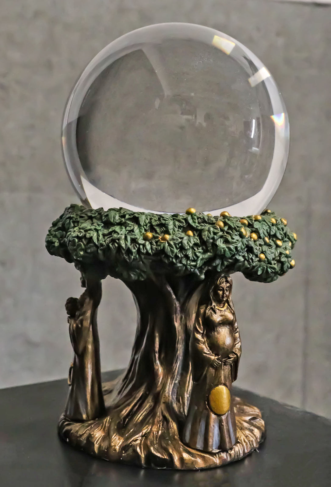 Triple Goddess Mother Maiden Crone with Celtic Tree of Life Scrying Gazing Ball